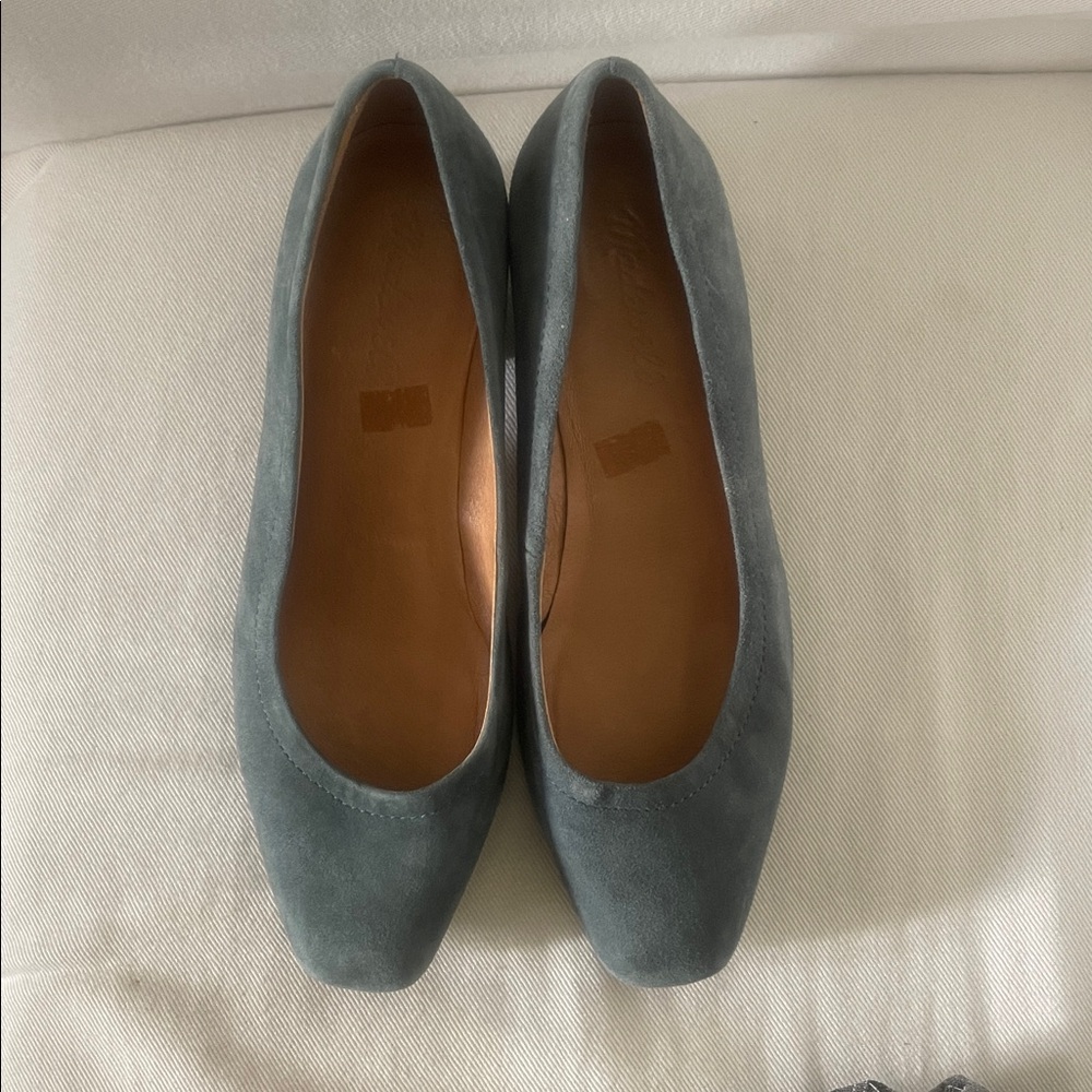 Madewell “The Reid” Cool Blue Suede Block Heel Shoes- Size 8